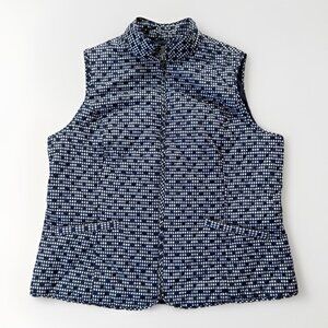 Talbots Gingham Polka Dot Quilted Puffy Zip Up Vest Women's Plus Size 1X Pockets